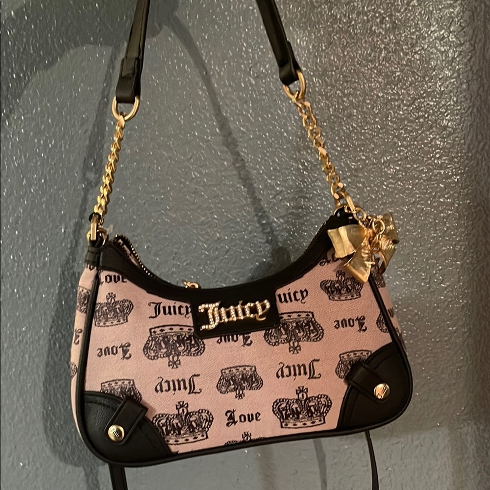 Juicy Couture Pink and Black Hobo Shoulder Bag